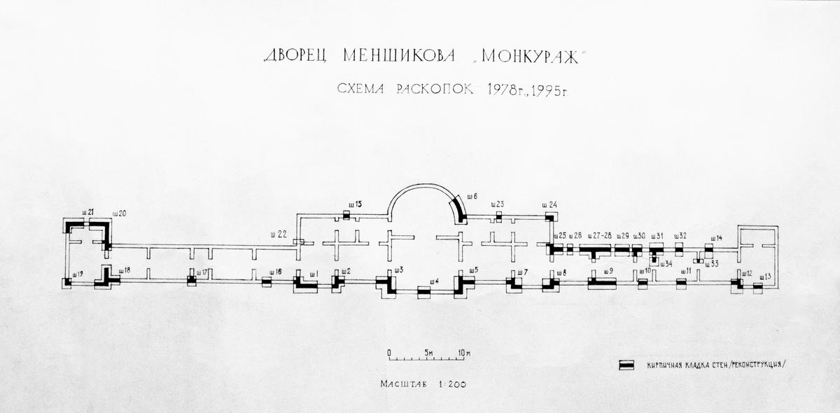 Илл. 2. Коренцвит В. А. Генплан раскопок двора «Монкураж». 1978 г., 1995 г.