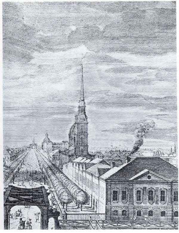 Илл. 14. М. Махаев. Гравюра Невский проспект. Фрагмент. 1750-е гг.