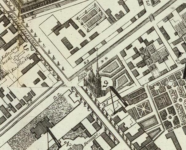 Илл. 15. М. Махаев. План Санкт-Петербурга 1753 г. Фрагмент.